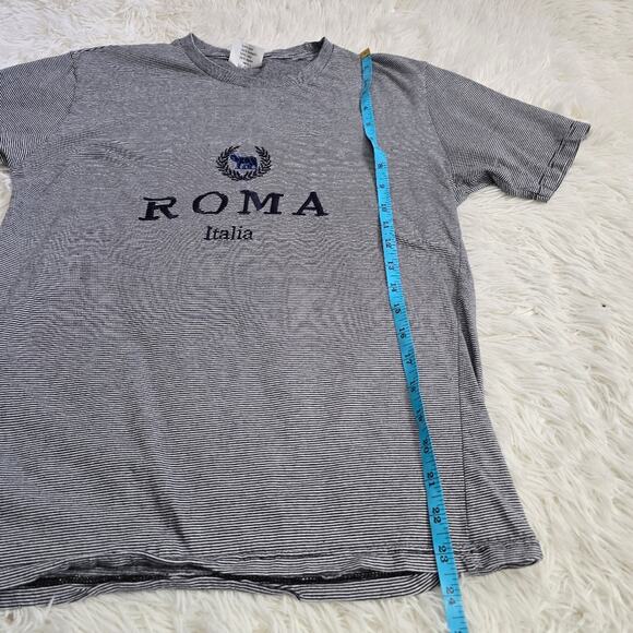 Roma Italia Gray Striped Soft Cotton Tee Medium - Picture 8 of 10